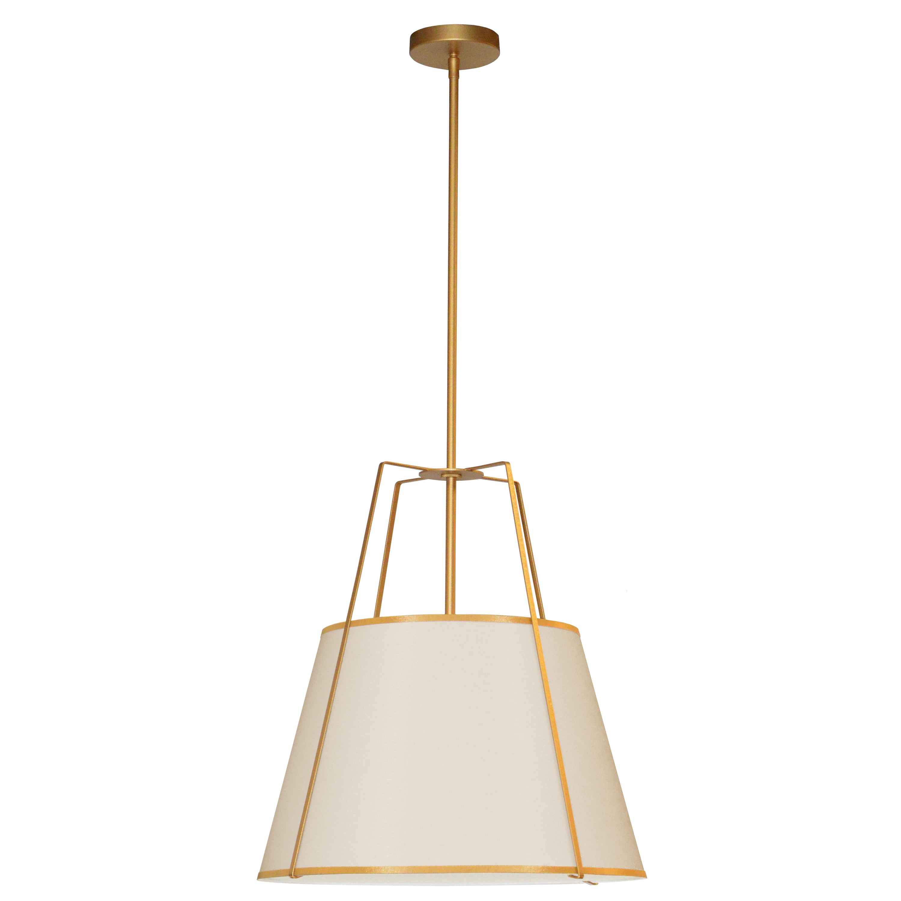 Dainolite Trapezoid - TRA-1P-GLD-CRM - 1 Light Trapezoid Pendant GLS/Cream Shade w/ White Fabric Diffuser - Cream