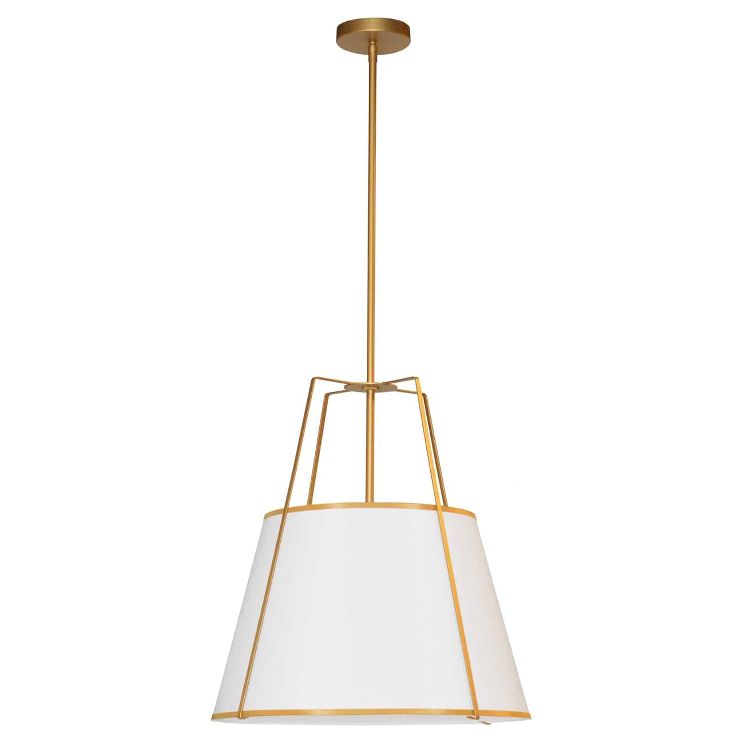 Dainolite Trapezoid - TRA-1P-GLD-WH - 1 Light Trapezoid Pendant Gold frame and White Shade w/ 790 Diffuser - Gold