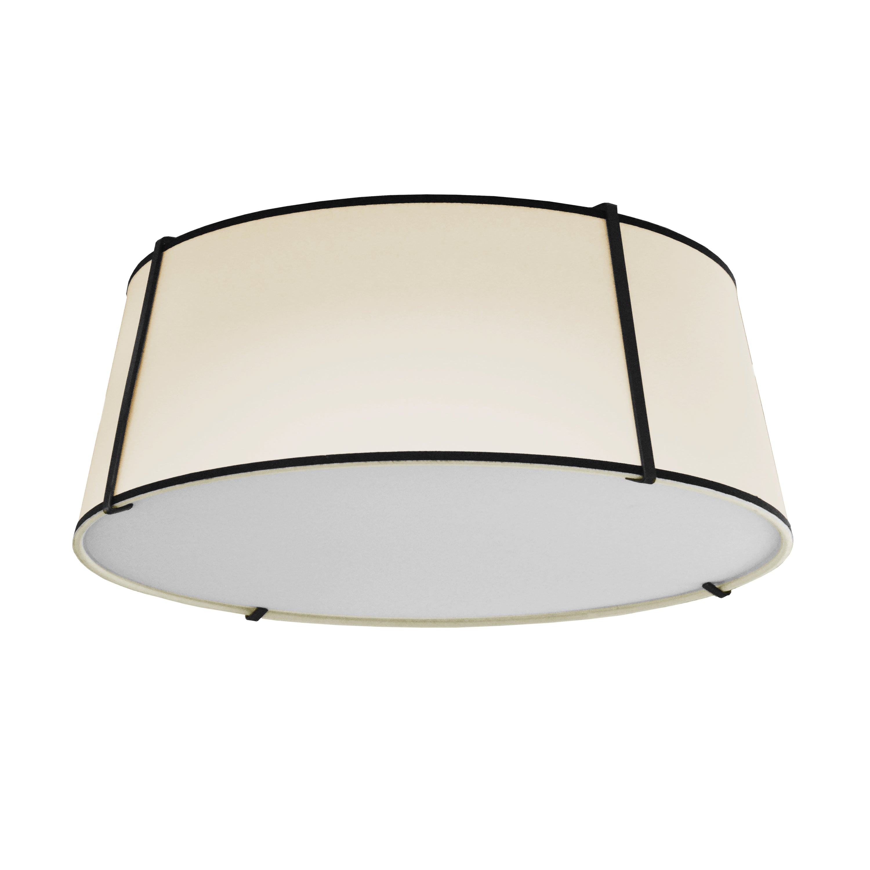 Dainolite Trapezoid - TRA-224FH-BK-CRM - 4 Light Trapezoid Flushmount Black/Cream Shade w/ White Fabric Diffuser - Cream