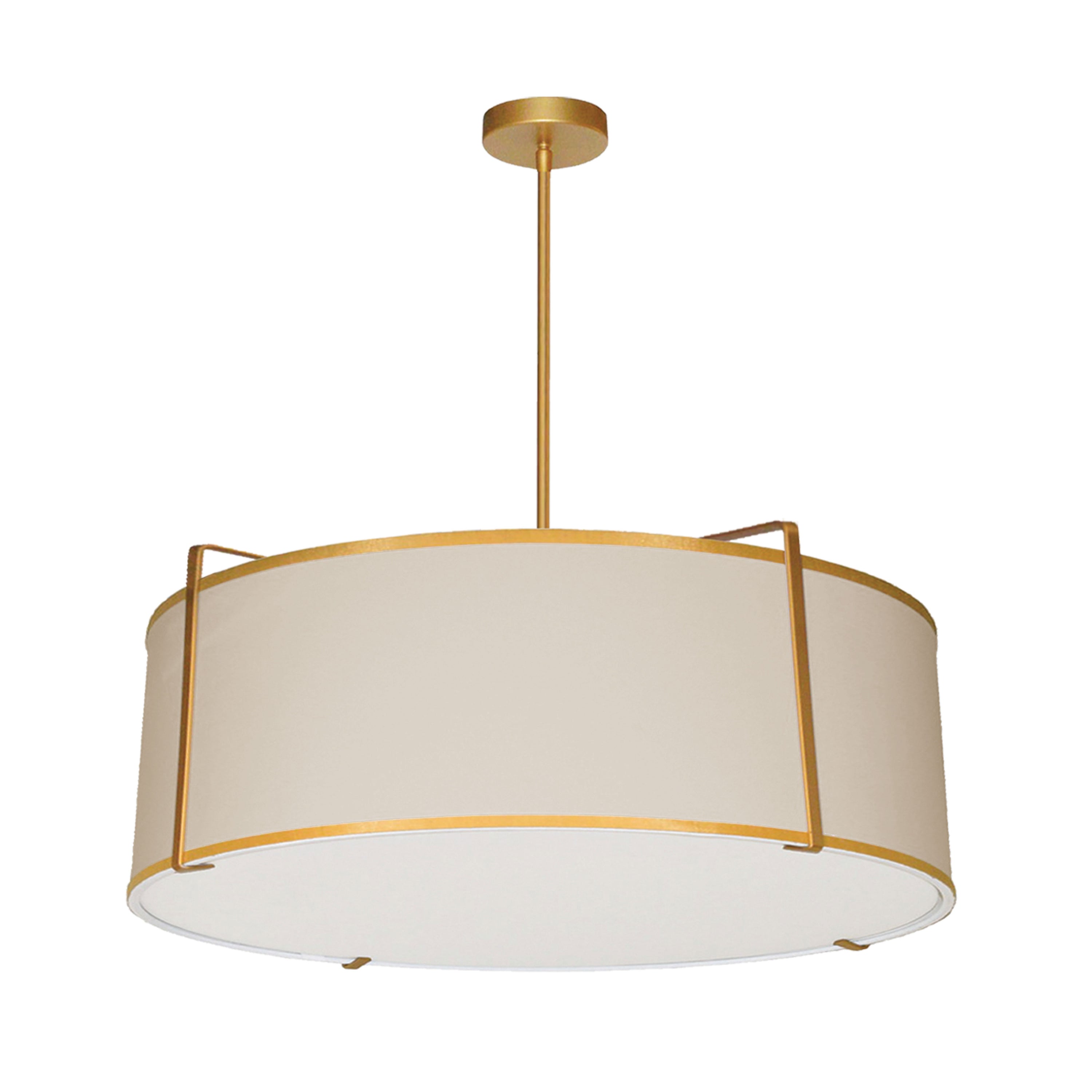 Dainolite Trapezoid - TRA-244P-GLD-CRM - 4 Light Drum Pendant Gold/Cream Shade w/ White Fabric Diffuser - Cream