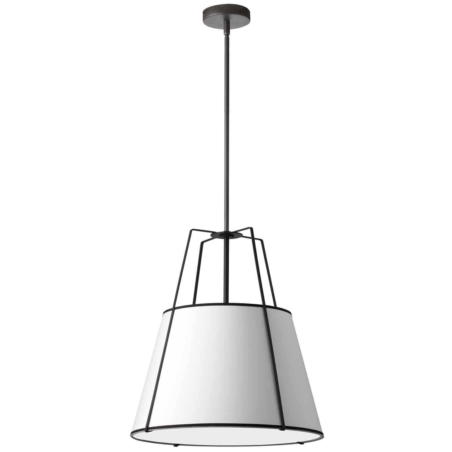 Dainolite Trapezoid - TRA-331P-BK-WH - 3 Light Pendant Matte Black with White Shade - White