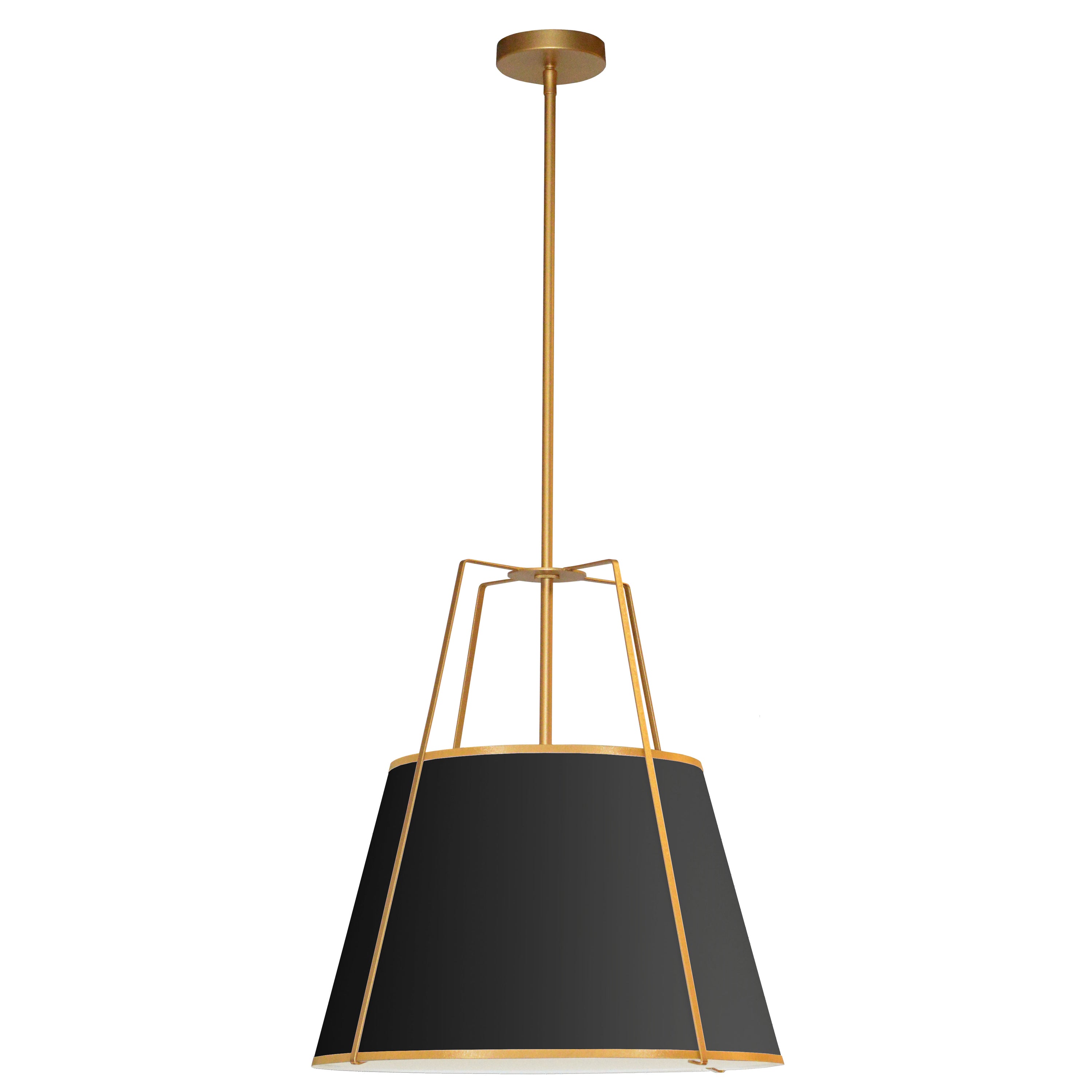 Dainolite Trapezoid - TRA-331P-GLD-BK - 3 Light Trapezoid Pendant Gold/Black Shade w/ White Fabric Diffuser - Black