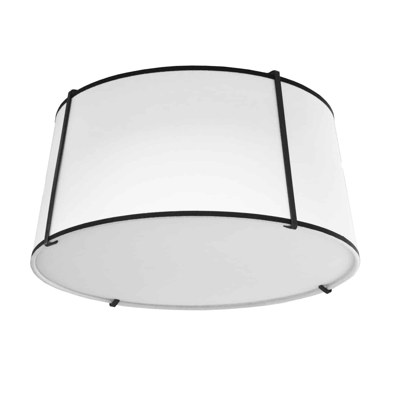 Dainolite Trapezoid - TRA-3FH-BK-WH - 3 Light Trapezoid Flush Mount Black White Shade with 790 Diffuser - Black