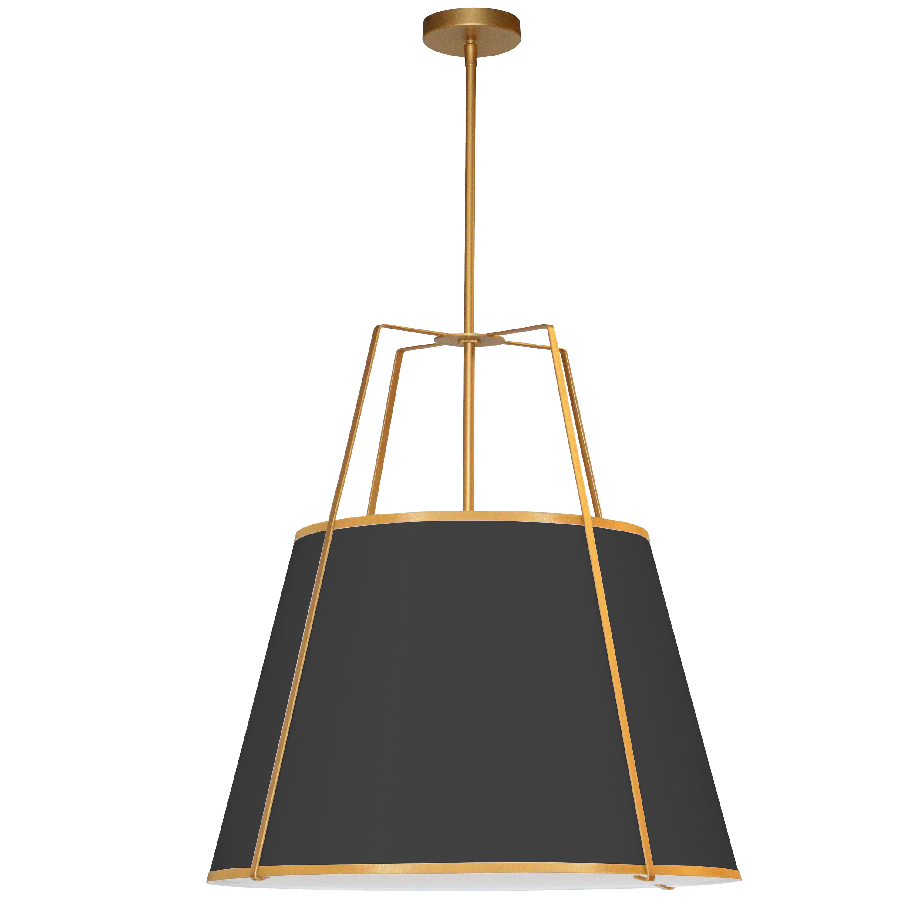 Dainolite Trapezoid - TRA-3P-GLD-BK - 3 Light Trapezoid Pendant Gold/Black Shade w/ White Fabric Diffuser - Black