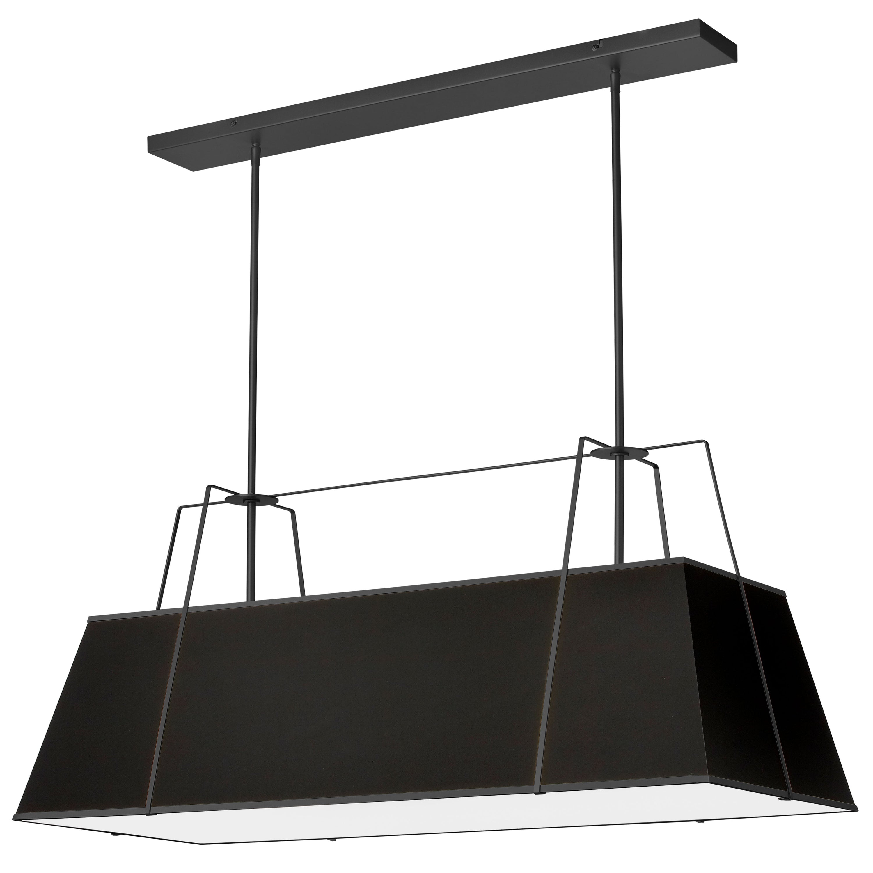 Dainolite Trapezoid - TRA-444HC-BK - 4 Light Horizontal Chandelier Fixture Black Shade w/ White Fabric Diffuser - Black