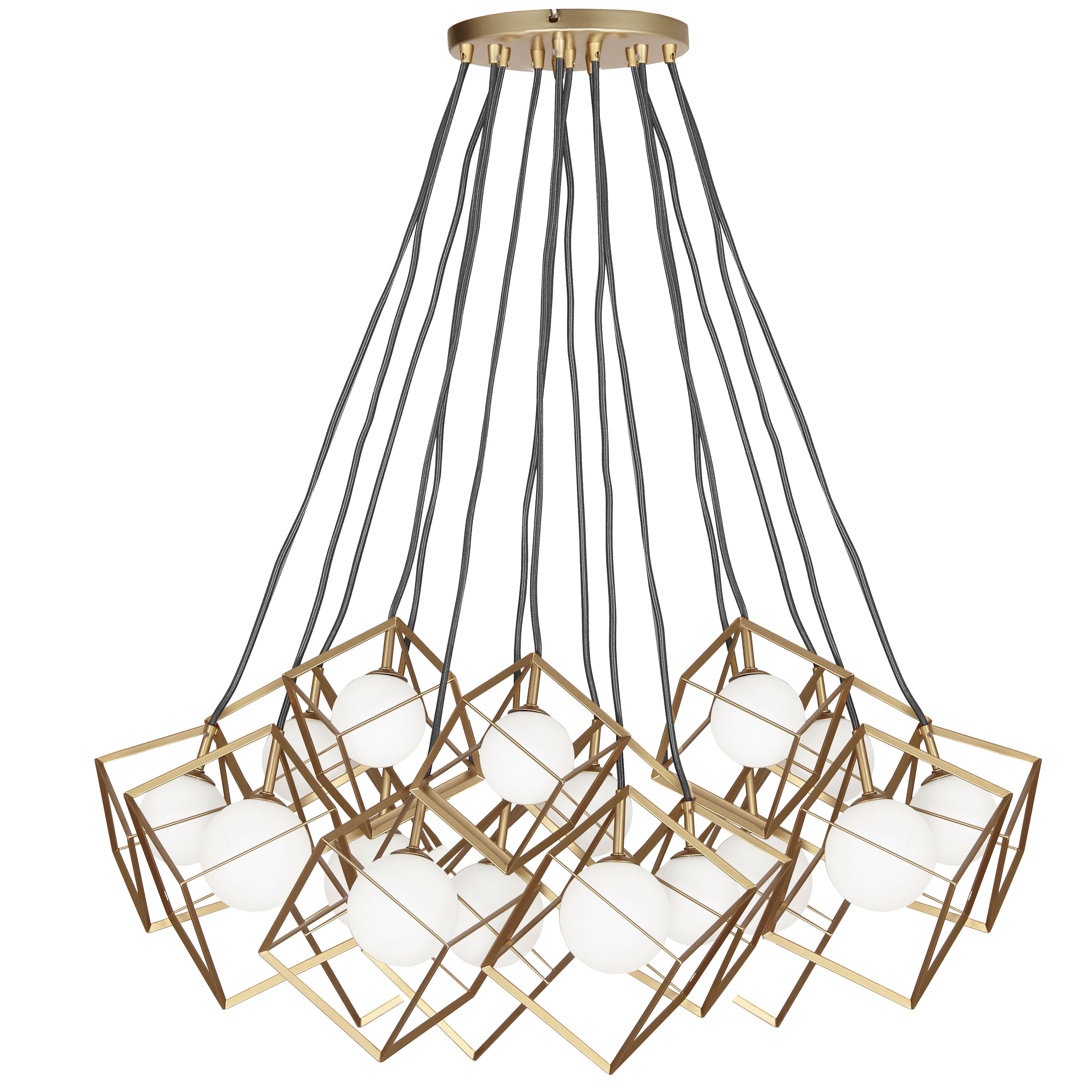 Dainolite Thomson - TSN-16P-GLD - 16 Light Pendant, Gold with White Glass - Gold