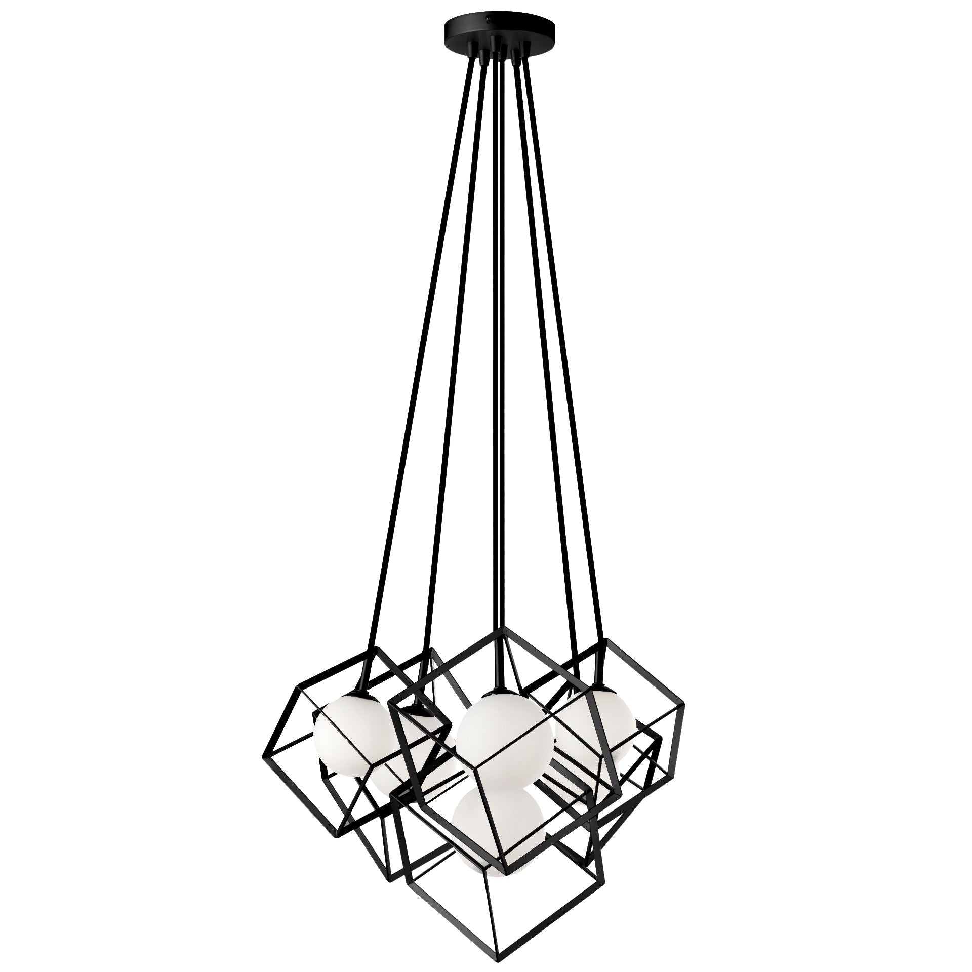 Dainolite Thomson - TSN-6P-MB - 6 Light Pendant, Matte Black Finish with Opal Glass - Black