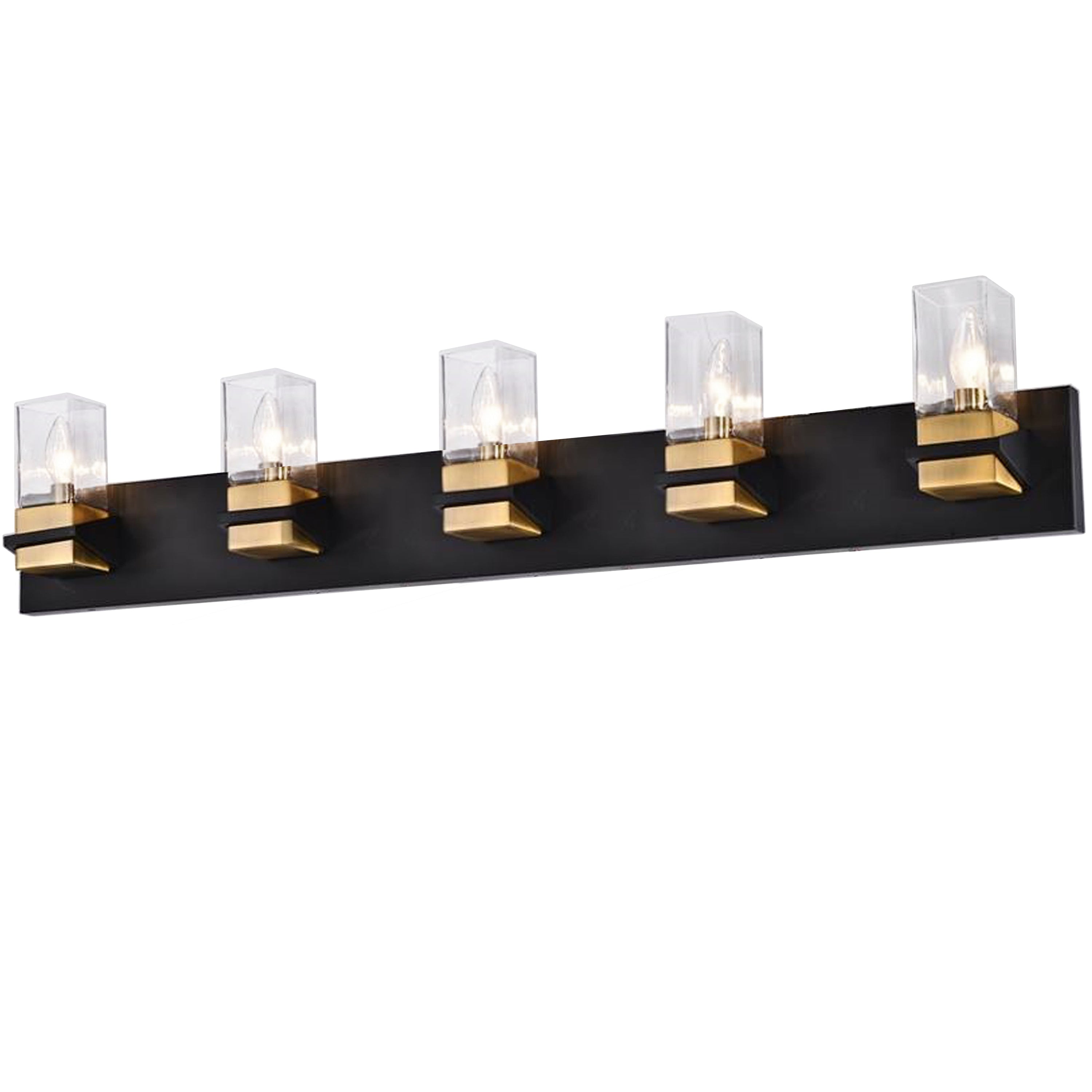 Dainolite Veronica - VER-405W-MB-AGB - 5 Light Vanity Fixture, Matte Black & Aged Brass w/ Clear Glass - Matte Black