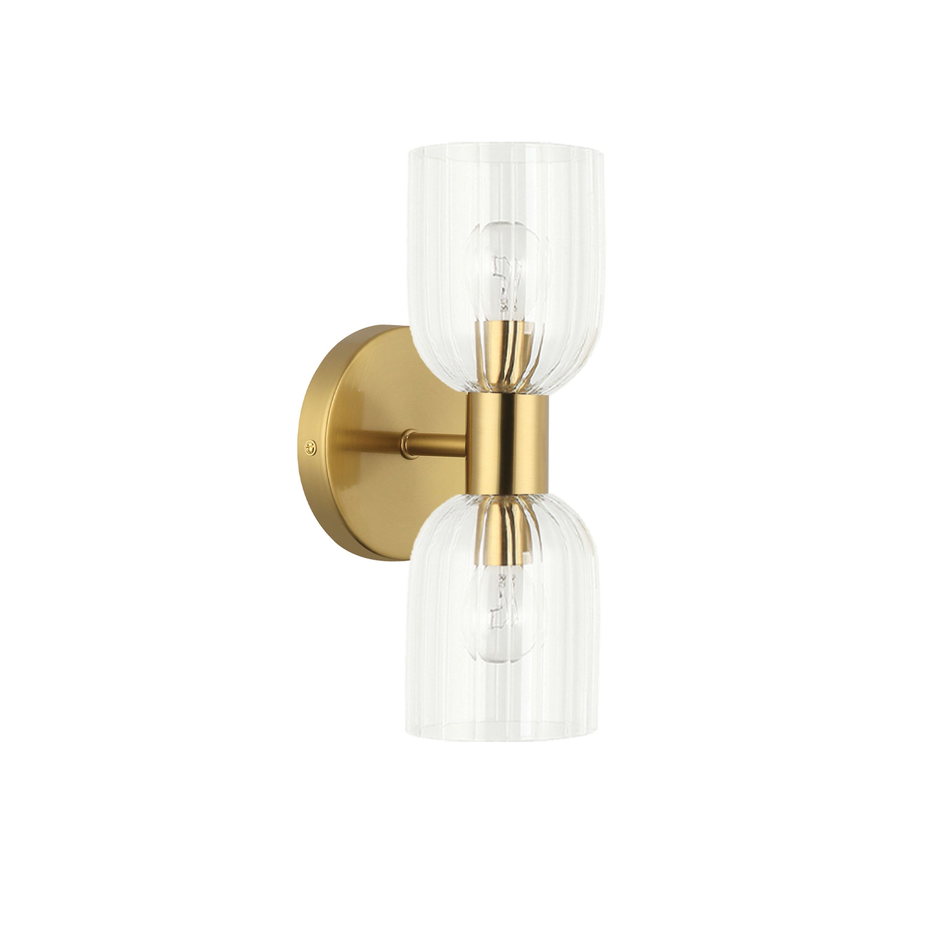 Dainolite Vienna - VIE-102W-AGB - 2 Light Vienna Wall Sconce Aged Brass w/ Clear Ribbed Glass - Aged Brass