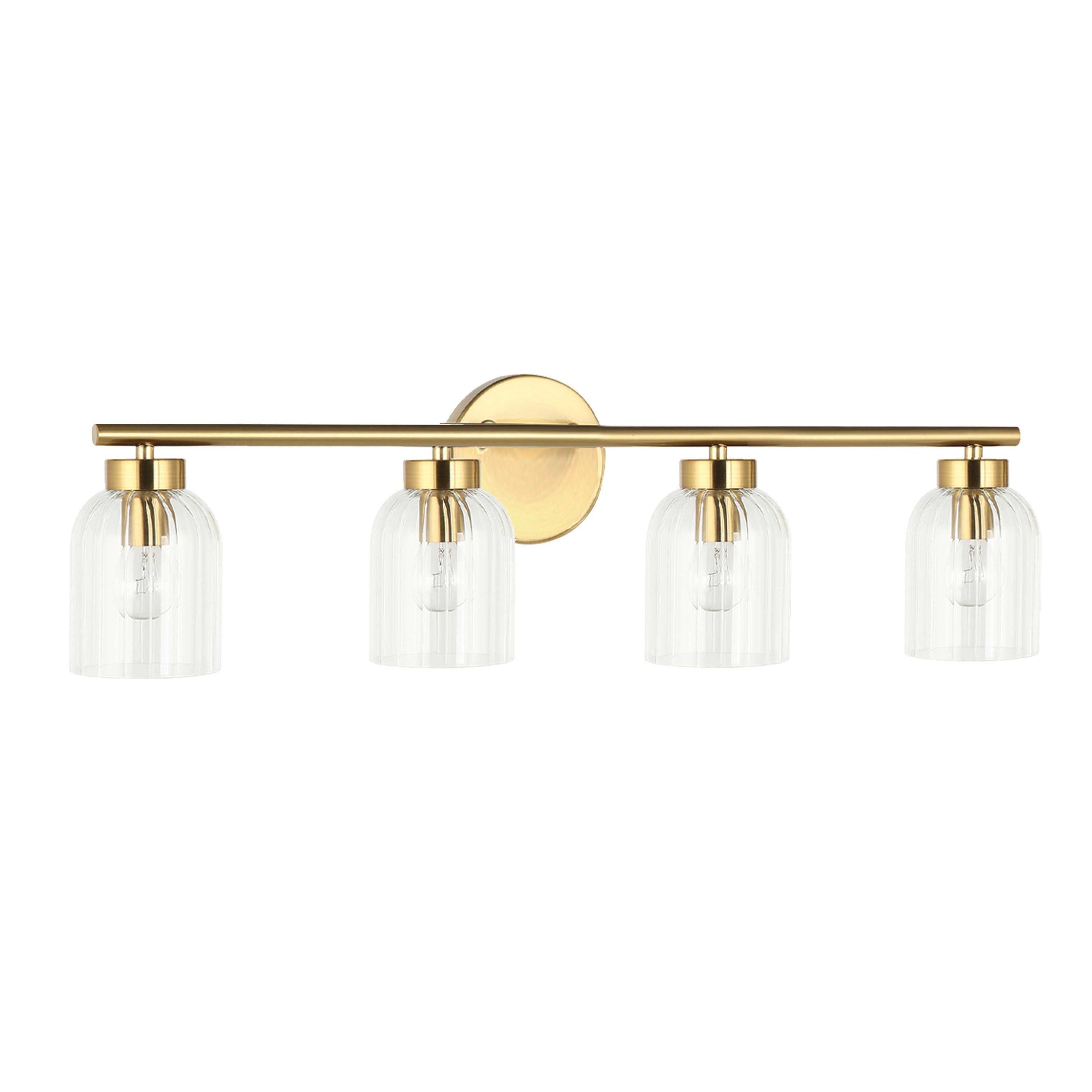 Dainolite Vienna - VIE-294W-AGB - 4 Light Vienna Vanity Fixture Aged Brass w/ Clear Ribbed Glass - Aged Brass