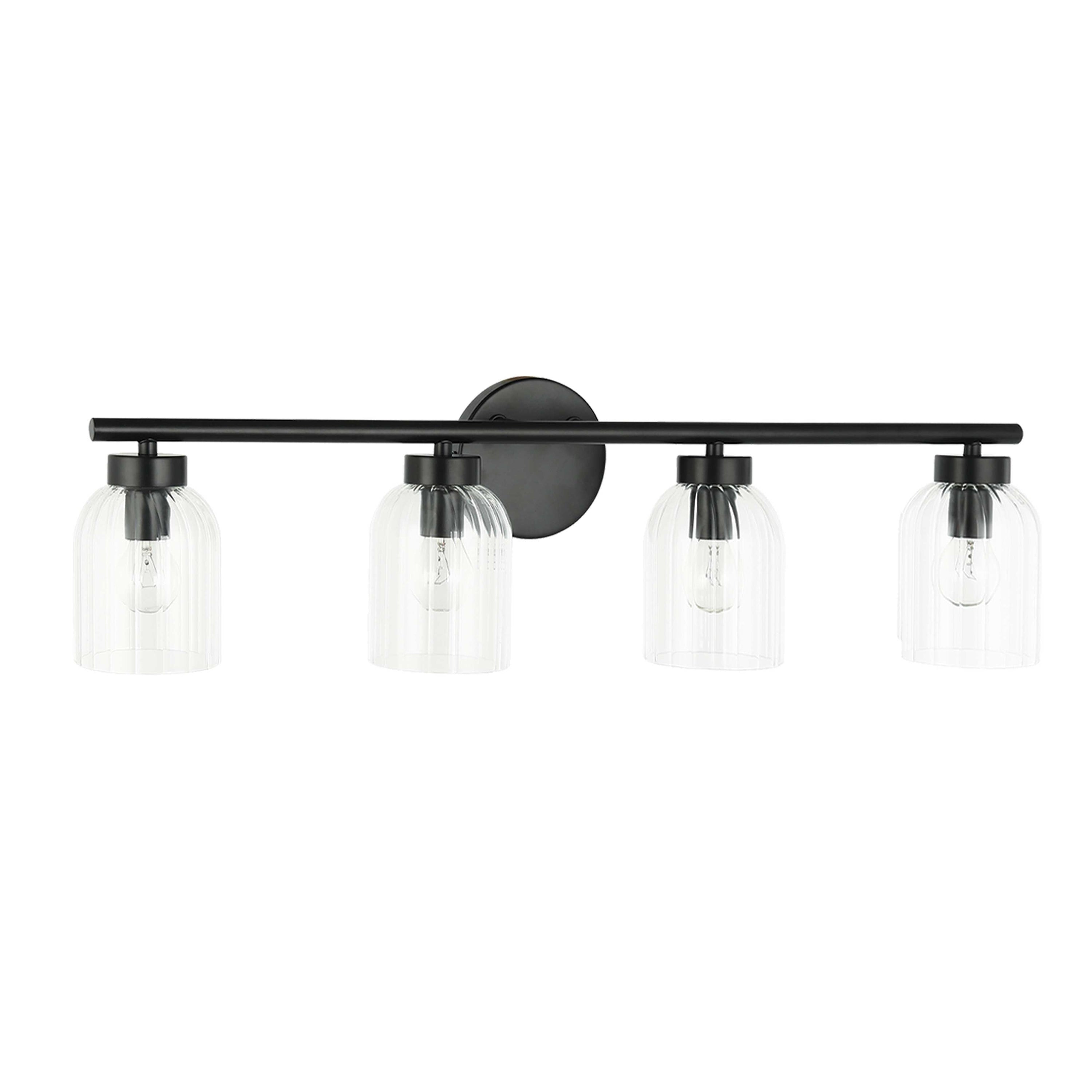 Dainolite Vienna - VIE-294W-MB - 4 Light Vienna Vanity Fixture Matte Black w/ Clear Ribbed Glass - Matte Black