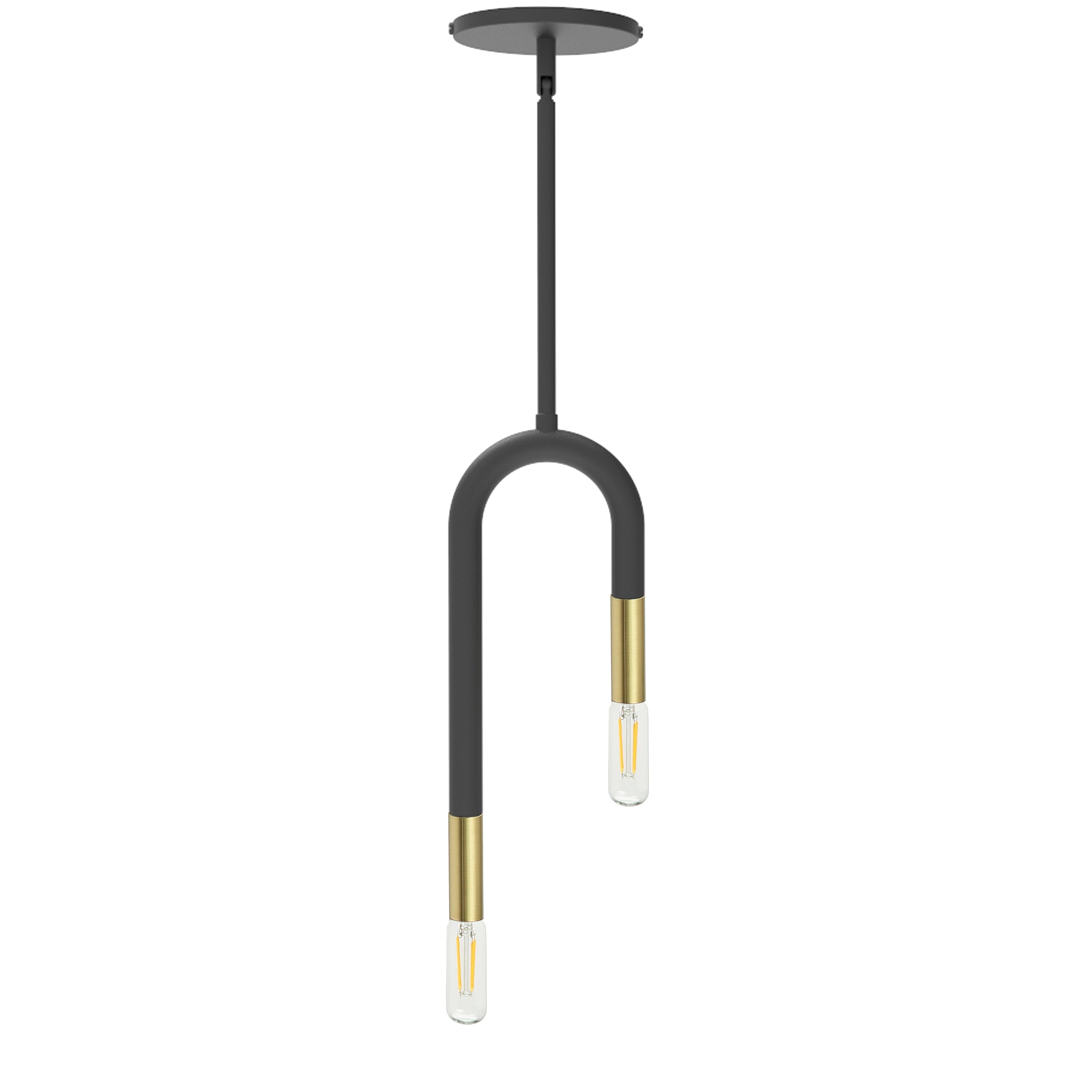 Dainolite Wand - WAN-152P-MB-AGB - 2 Light Pendant, Matte Black and Aged Brass - Black