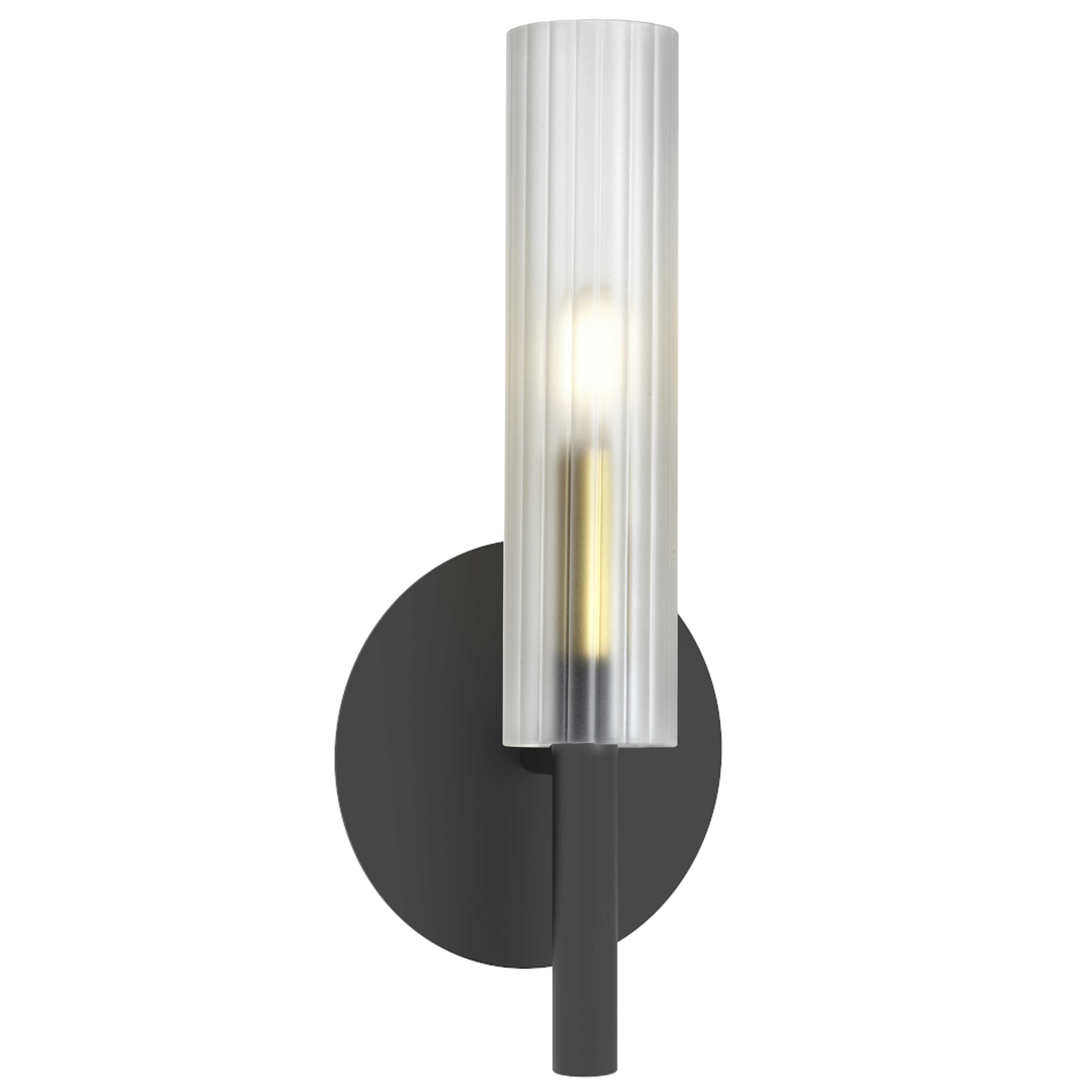 Dainolite Wand - WAN-171W-MB-AGB-FR - 1 Light Wand Wall Sconce Matte Black & Aged Brass w/ Frosted Glass - Matte Black