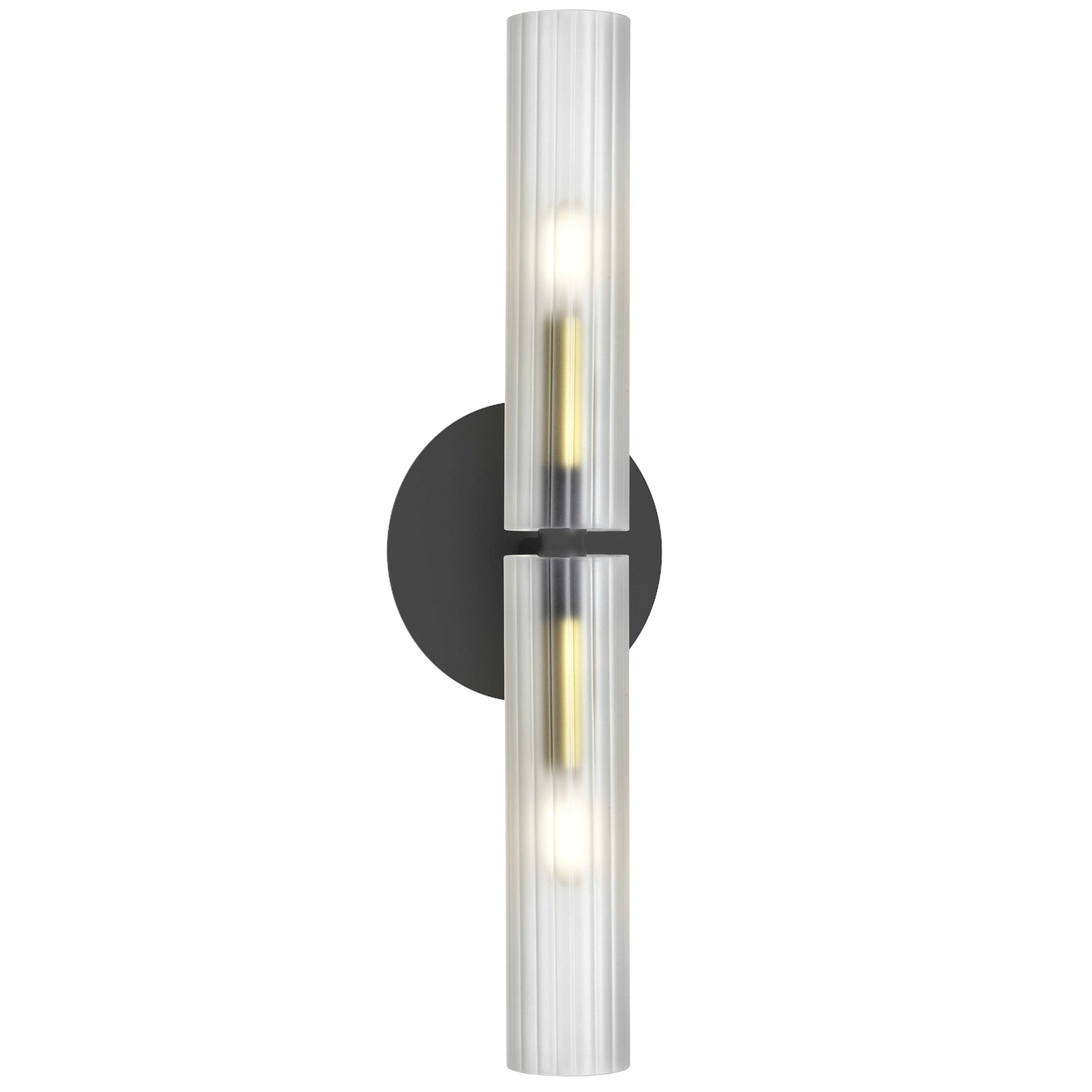 Dainolite Wand - WAN-192W-MB-AGB-FR - 2 Light Wand Wall Sconce Matte Black & Aged Brass w/ Frosted Glass - Matte Black