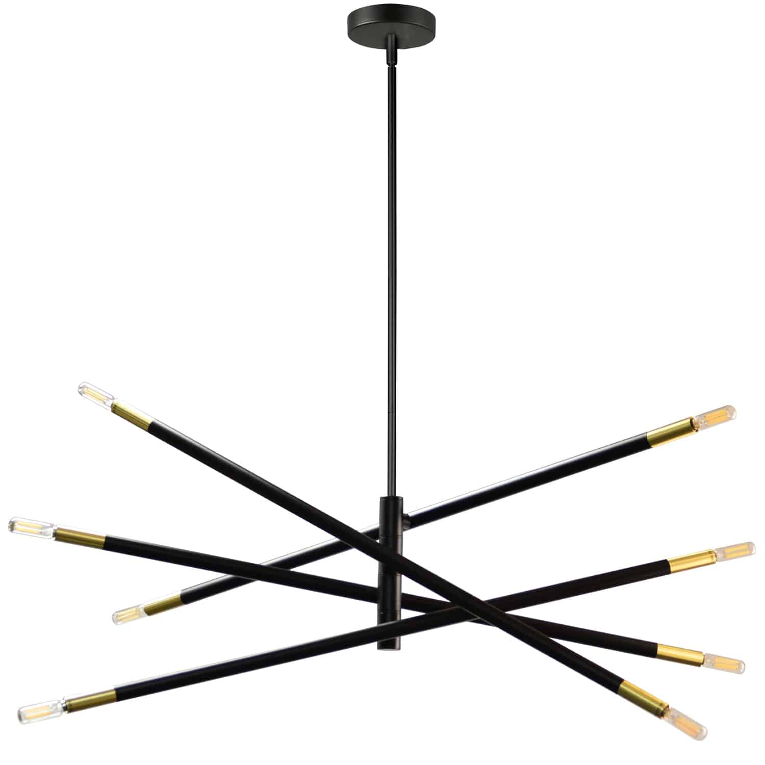 Dainolite Wand - WAN-408P-MB-AGB - 8 Light Pendant, Matte Black & Aged Brass - Black