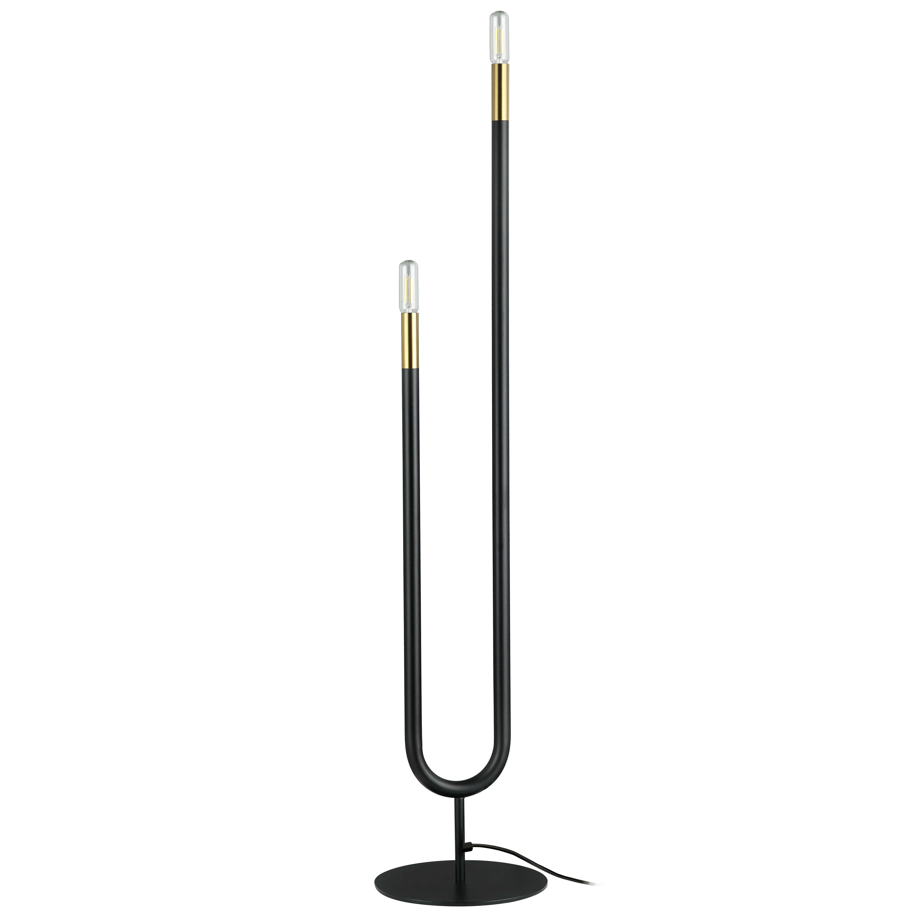 Dainolite Wand - WAN-602F-MB-AGB - 2 Light Floor Lamp, Matte Black & Aged Brass - Matte Black