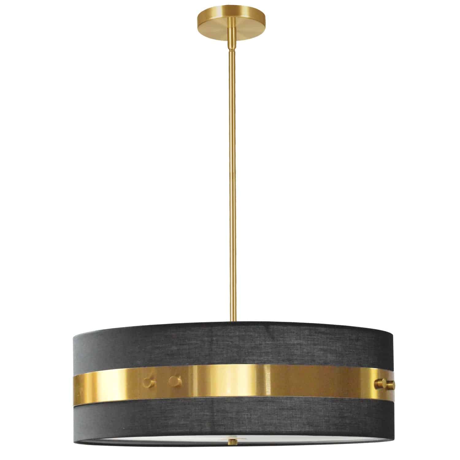 Dainolite Willshire - WIL-224P-AGB-BK - 4 Light Pendant Aged Brass Finish with Black Shade - Black