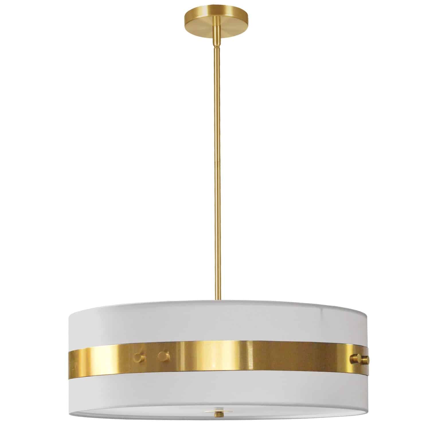 Dainolite Willshire - WIL-224P-AGB-WH - 4 Light Pendant Aged Brass Finish with White Shade - White