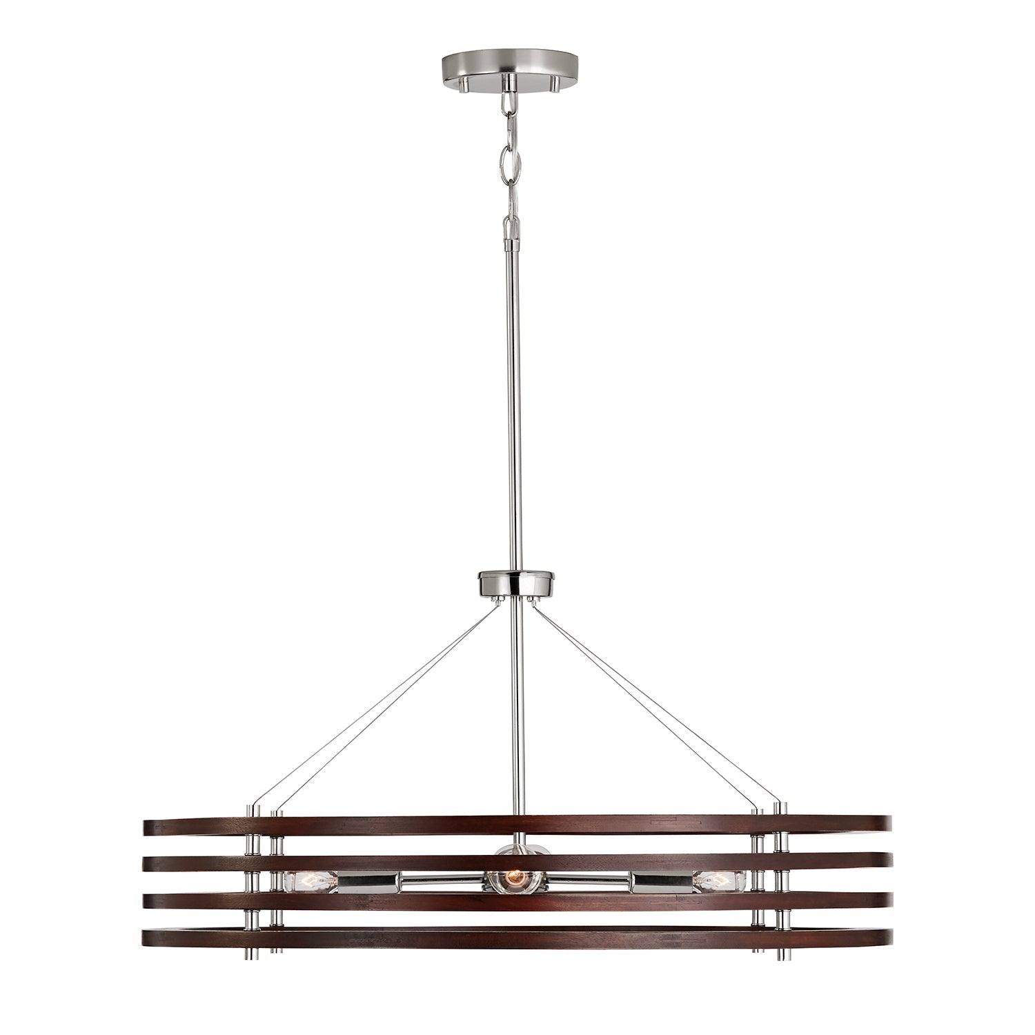 Capital Dalton 439941DN Chandelier Light - Dark Wood and Polished Nickel