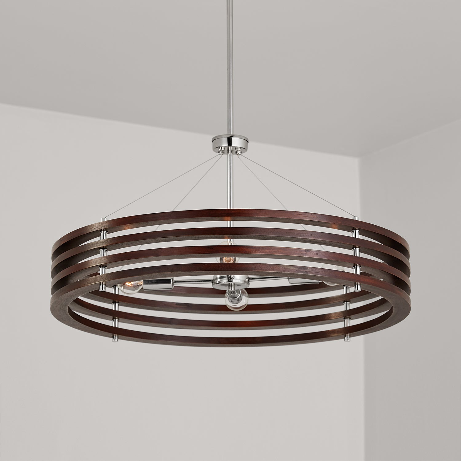 Capital Dalton 439941DN Chandelier Light - Dark Wood and Polished Nickel