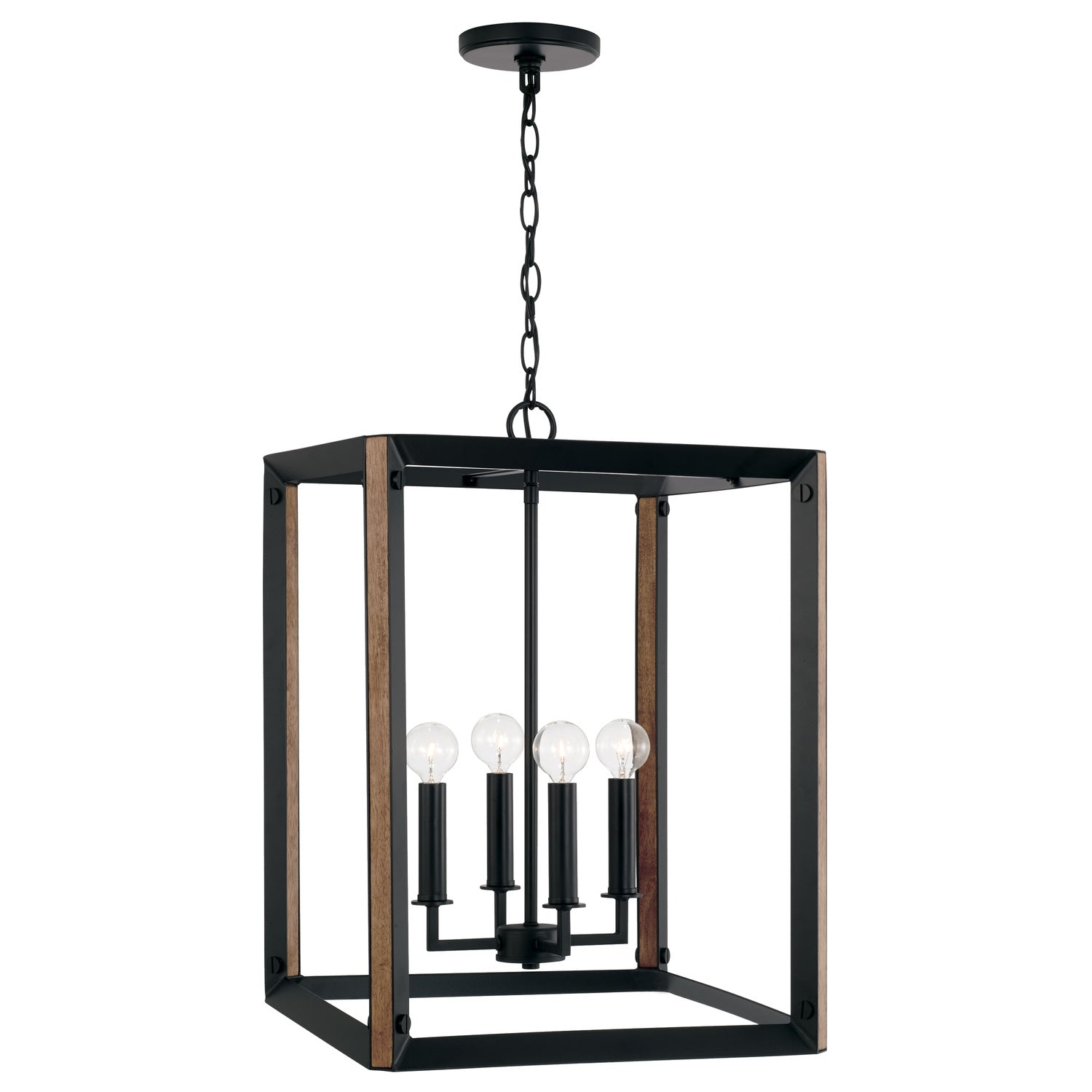 Capital Rowe 545442KD Pendant Light - Matte Black and Brown Wood