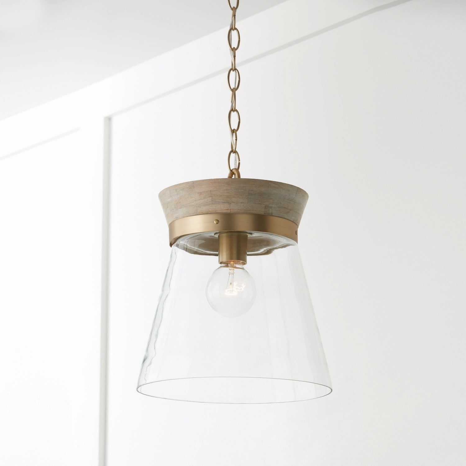 Capital Finn 347311WS Pendant Light - White Wash and Matte Brass